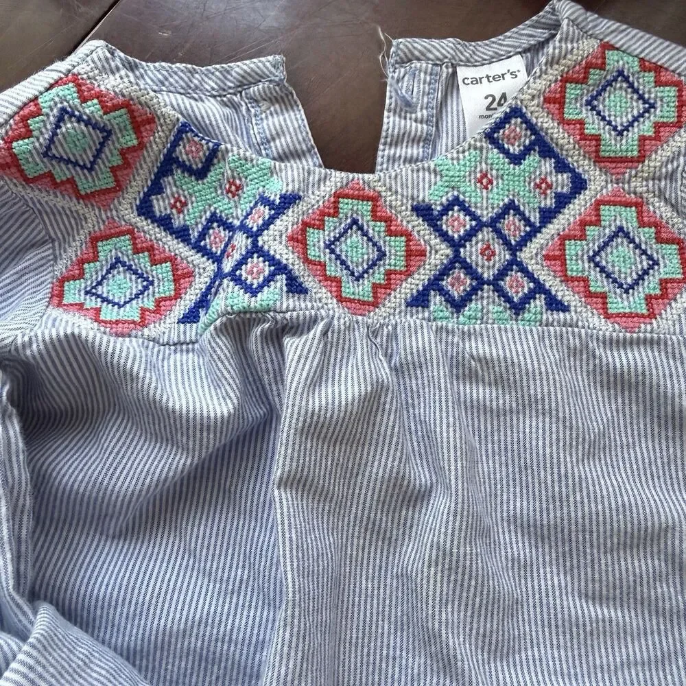 Carter’s Embroidered Boho Toddler Girls Long Geo Long Sleeve Tunic 2T